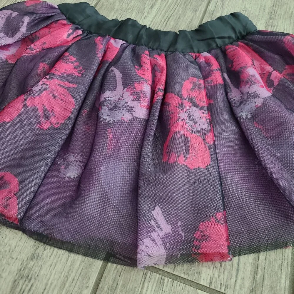 Gymboree Girls Purple Floral Tulle Skirt - Size 5